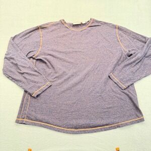 ROWM Shirt Mens XL Blue Orange Striped Long Sleeve Cotton Crewneck Casual Top